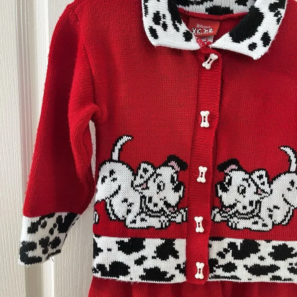 Vintage Disney 101 Dalmatians Sweater Cardigan and Skirt 2-Pc Set USA Girls